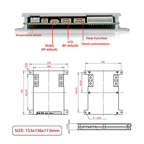 Controlador BMS JIKONG JK-B1A8S20P, 200 A, para LiFePO4/Li-ion/LTO baterías Vista previa  4