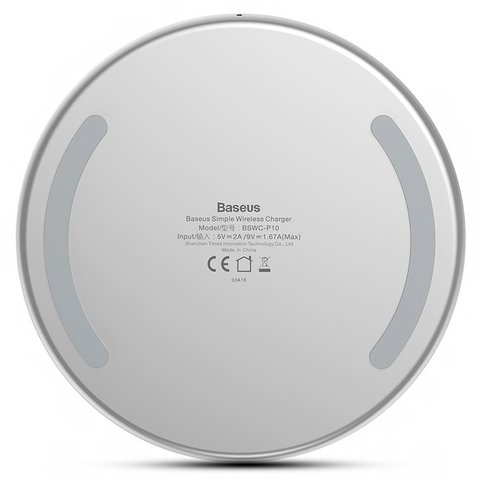 Cargador inalámbrico Baseus BSWC-P10, Quick Charge, blanco, Lightning, 10 W, con cable Lightning para Apple, #CCALL-JK02 Vista previa  2