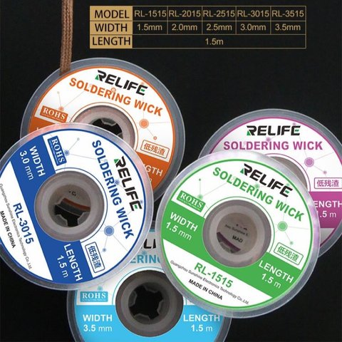 Malla para desoldar RELIFE RL-1515, (Ancho) 1.5 mm, (L) 1.5 m Vista previa  3
