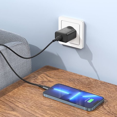 Мережевий зарядний пристрій Borofone BA71A, 20 Вт, чорний, 1 порт, #6974443387957 Прев'ю 2