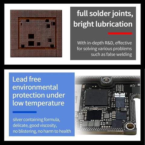 BGA паста Aixun AX-SP158M, Sn 96,5%,  Ag 3%, Cu 0,5%, 158 °C, 50 г Прев'ю 3