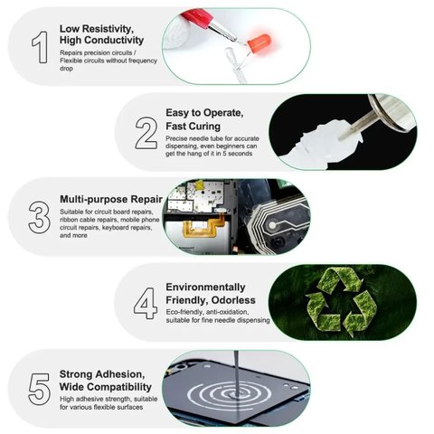 Струмопровідний лак RELIFE HW31, 0,5 мл, silver conductive paint Прев'ю 5